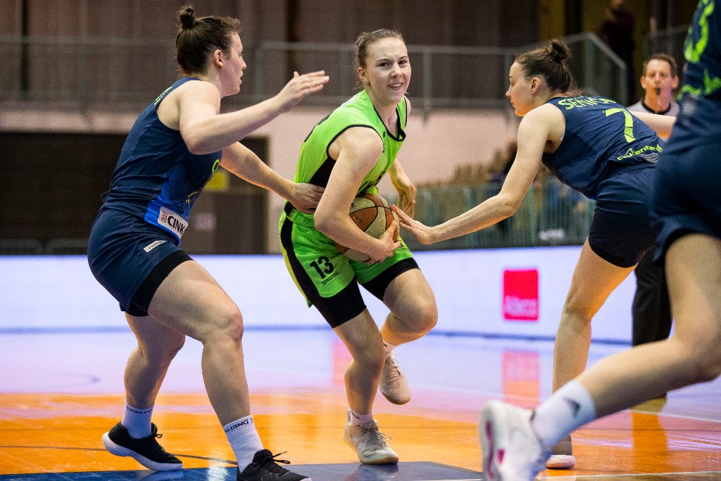 in action during women basketball match between ZKK Cinkarna Celje and Ilirija, semi-final cup 2019, played in Dvorana Tabor, Maribor, Slovenia on March 10, 2019