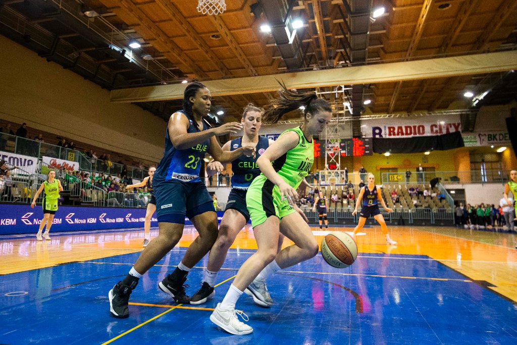 in action during women basketball match between ZKK Cinkarna Celje and Ilirija, semi-final cup 2019, played in Dvorana Tabor, Maribor, Slovenia on March 10, 2019